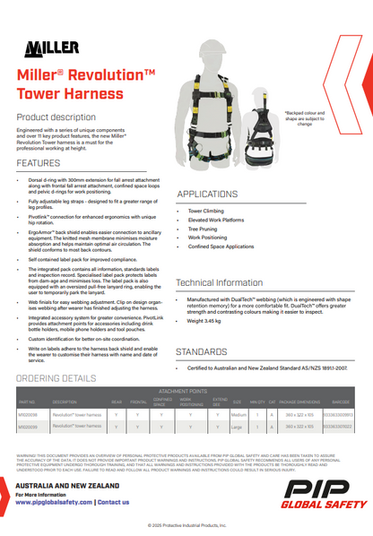 Miller Revolution Tower Harnesses