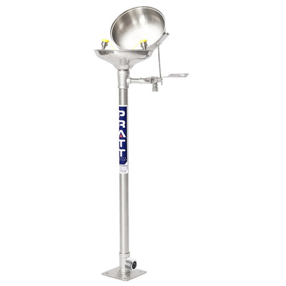 Pratt Fixed Pedestal Mounted Eye Wash Stations - Foot Treadle, Eye Face Wash and Bowl Options