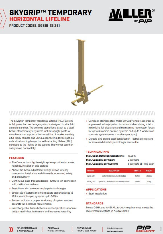 Miller SkyGrip Temporary Horizontal Lifeline Stanchions and Base