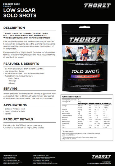 Thorzt Low Sugar Solo Shots  - Mixed Flavours 6 Sachets