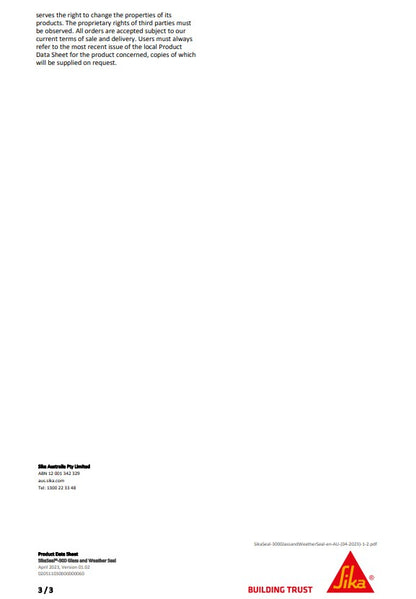 SikaSeal-300 Glass & Weather Seal Transculent 300ml Cartridge- Box of 25