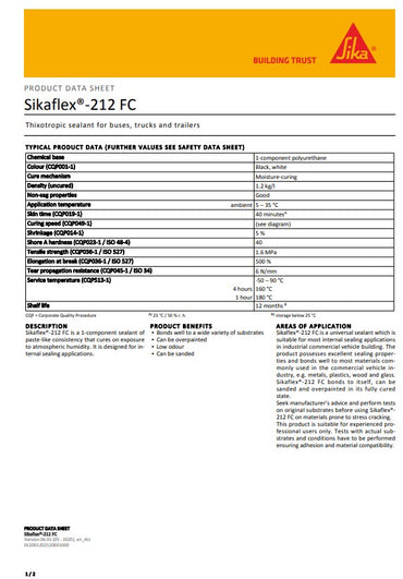 SikaFlex-212 FC Black or White 310ml Cartridge - Box of 12