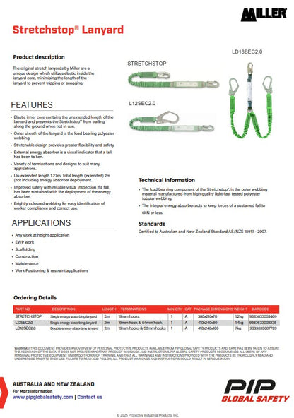 Miller Stretchstop Energy Absorbing Lanyards