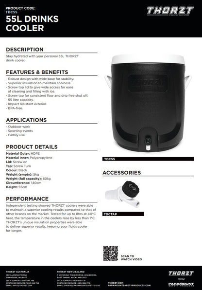 Thorzt Drinks Cooler - with or without Tap in 5 Capacity Sizes