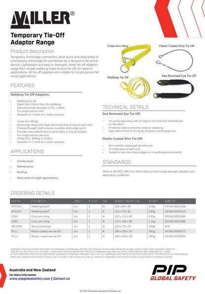 Miller Webbing Ties Offs and Cross Arm Slings