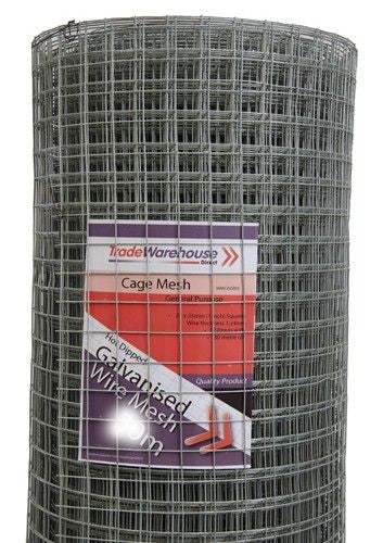 Galvanised Cage Wire Mesh 1830mm x 20m - 25mm Squares, 1.24mm wire gauge