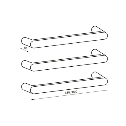 Radiant Single FLAT FACE ROUNDED ENDS Bar Heated Towel Rail Kits (ASPEN) - Various Widths, Colour Finishes and Number of Bars Available