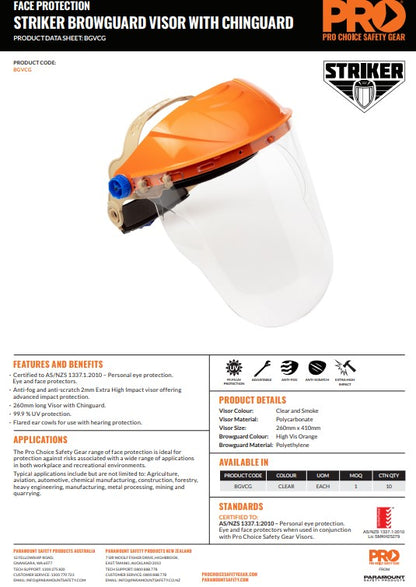 Pro Choice Striker BrowGuard Kits or Replacement Visors in Various Colours