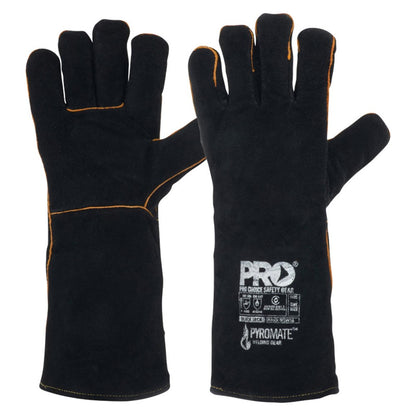 Pro Choice Pyromate Black Jack Black and Gold Welders Gloves Large - 6 or 12 Pairs