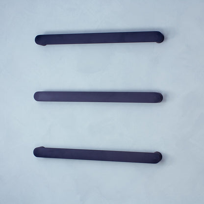 RADIANT BLK-ASPEN Single SQUARE Bar Matt BLACK HEATED Towel Rail round end