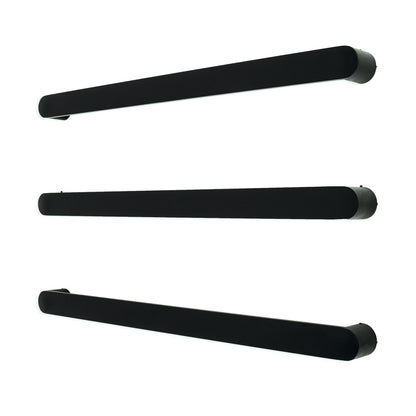 RADIANT BLK-ASPEN Single SQUARE Bar Matt BLACK HEATED Towel Rail round end
