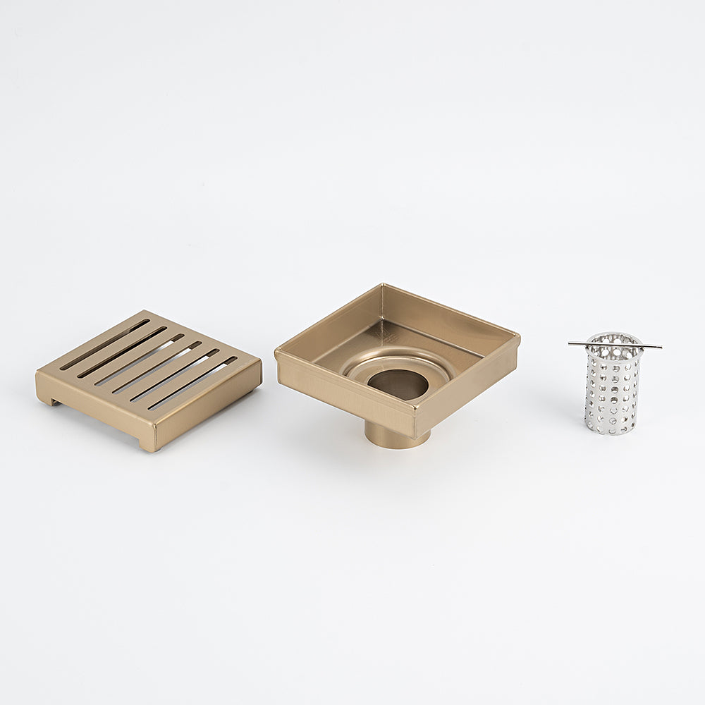 Radiant Warm Brushed Nickel Square Slotted Floor Grate - 100mm x 100mm x Outlet Diameter