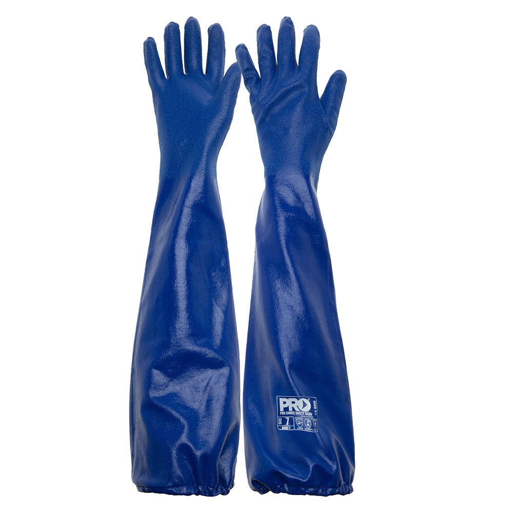 Pro Choice Blue Nitrile Extended Length Chemical Gloves - 6 Pairs in 5 Size Options