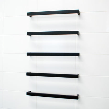 Radiant Single SQUARE Bar Heated Towel Rail Kits (SBSTR) - Various Widths, Colour Finishes and Number of Bars Available
