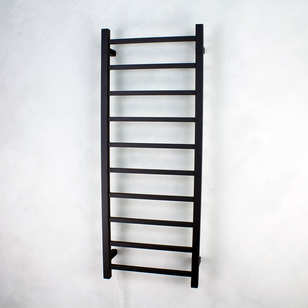 Heated Towel Rail SQUARE Bar Matt BLACK 430 x 1100mm - Bottom right power - BSTR430 