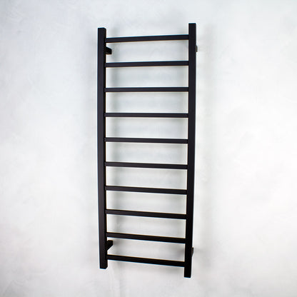Heated Towel Rail SQUARE Bar Matt BLACK 430 x 1100mm - Bottom right power - BSTR430 