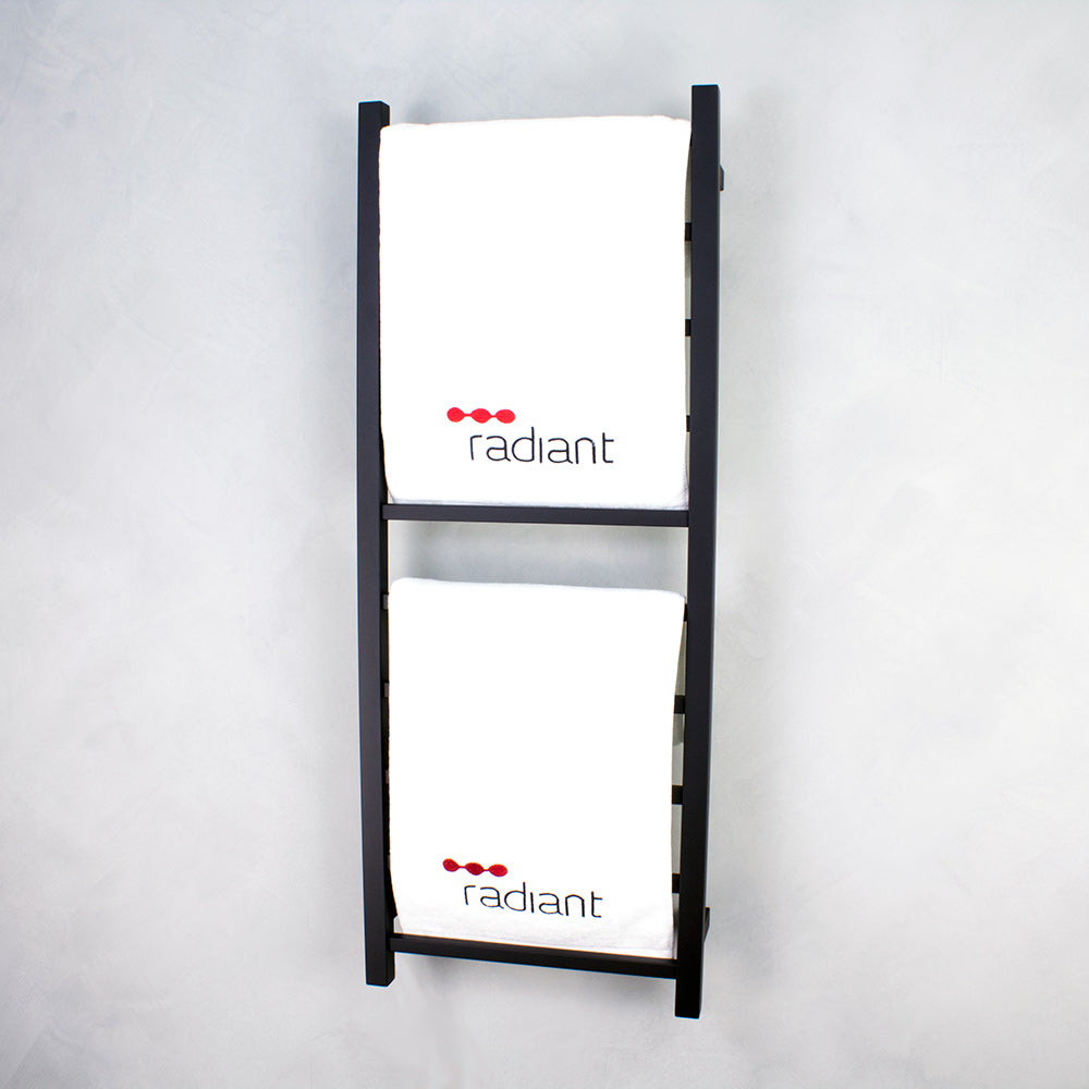 Heated Towel Rail SQUARE Bar Matt BLACK 430 x 1100mm - Bottom right power - BSTR430 