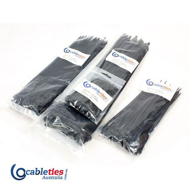 Nylon Cable Ties Black 7.6mm x Various Lengths - pack of 100 ties