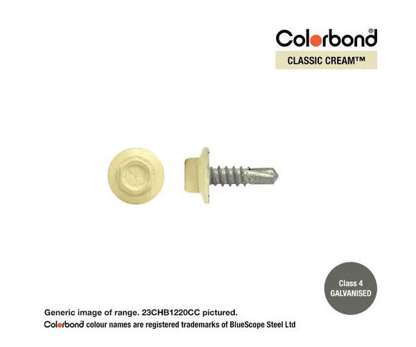 Macsim Hex Washer Face Self Drilling Galvanised PAINTED HEAD Screws - Box of 1000 - Various Sizes and Colours
