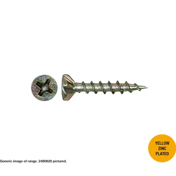 Macsim Chipboard Screws (Phillips Drive) Yellow Zinc Plated - Various Sizes and Quantities