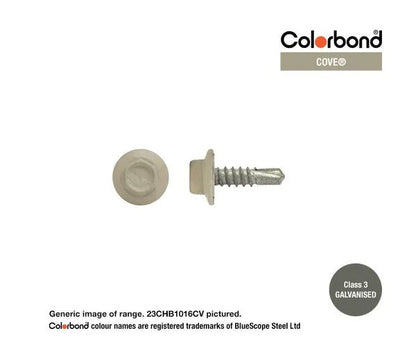 Macsim Hex Washer Face Self Drilling Galvanised PAINTED HEAD Screws - Box of 1000 - Various Sizes and Colours