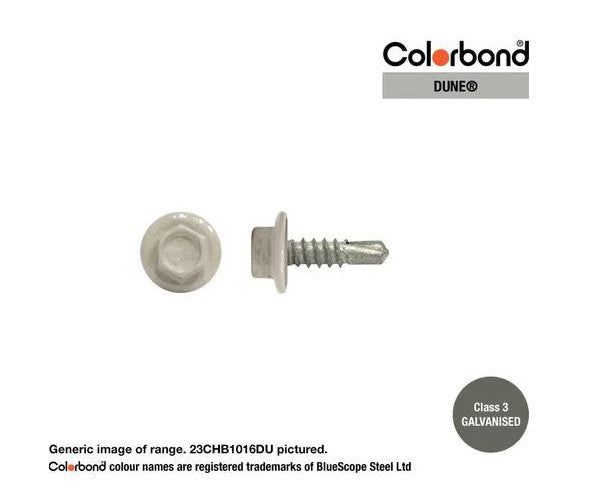 Macsim Hex Washer Face Self Drilling Galvanised PAINTED HEAD Screws - Box of 1000 - Various Sizes and Colours