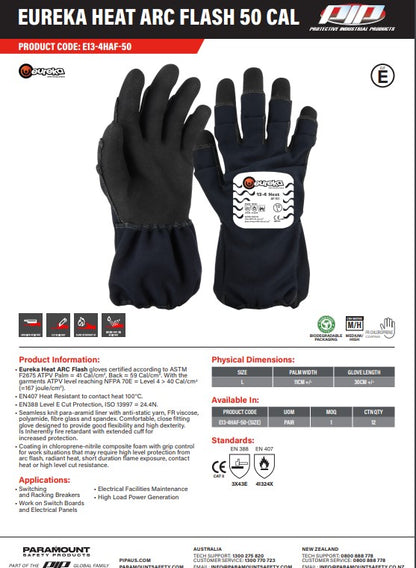 Eureka Heat Arc Flash Gloves - 1 pair 5 Size Options