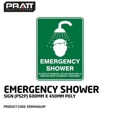 Pratt Emergency Shower & Eyewash Signs and Optional Wall Mounting Brackets
