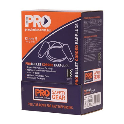 Pro Choice ProBullet Disposable Corded and Uncorded Earplugs - Various Pack Quantities