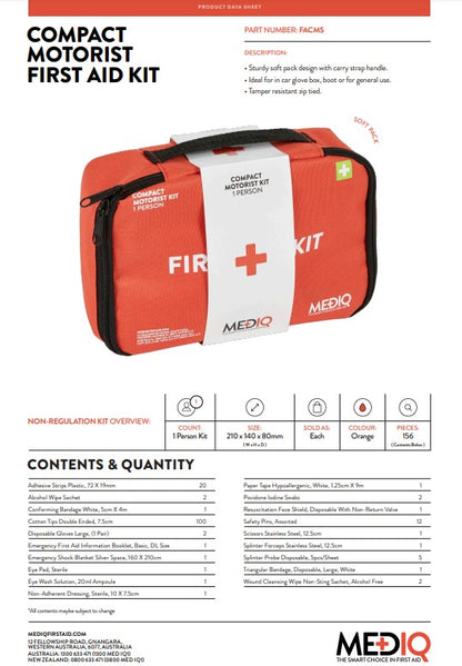 MEDIQ Essential Compact First Aid Kit Soft Pack - Vehicle / Motorist