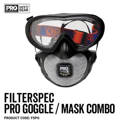 FilterSpec Pro-Mask Goggle Combo with P2 valve and carbon filter FSPG