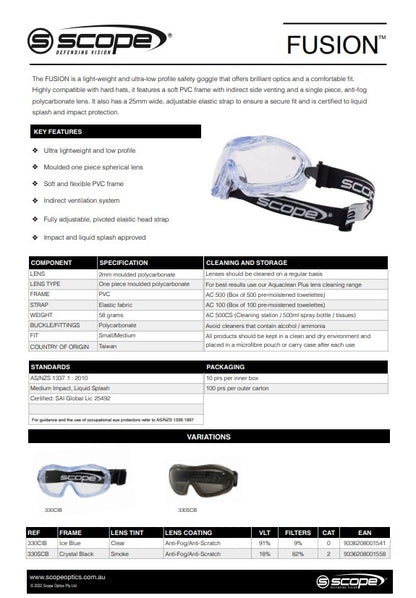 Scope Fusion Ice Blue Frame AF/AS Clear Lens