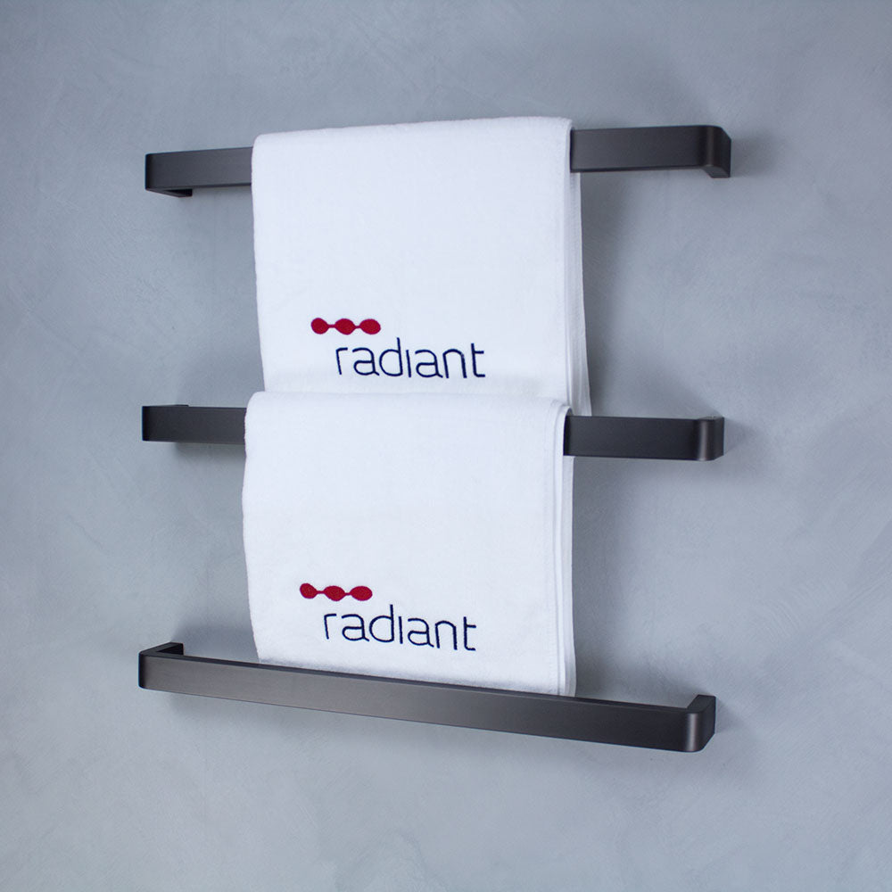 Radiant Single SQUARE WITH ROUNDED ENDS Bar NON-HEATED Towel Rails (NH-VAIL) - Various Widths and Colour Finishes