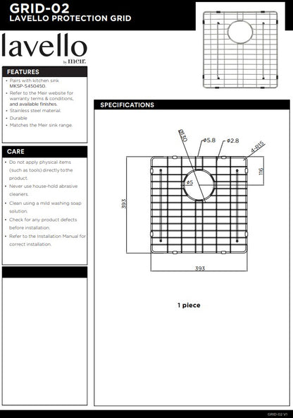 Meir Lavello Protection Grid for Kitchen Sink MKSP-S450450