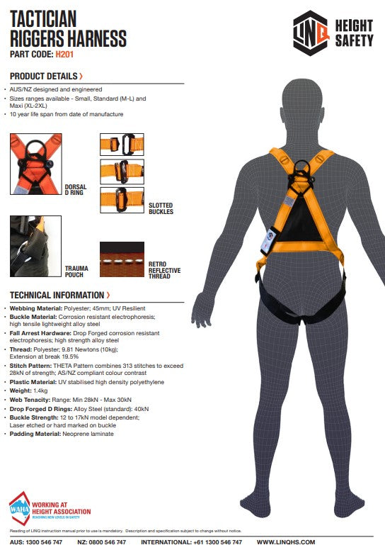 Linq Tactician Riggers Harness - 3 Size Options