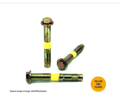 Macsim Hex Head High Load Safety Anchor Yellow Zinc Plated - Various Sizes and Quantities