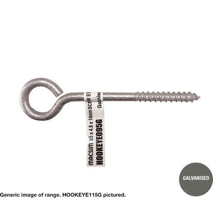 Macsim Screw Eye Hook Galvanised - Box of 10 - Various Sizes