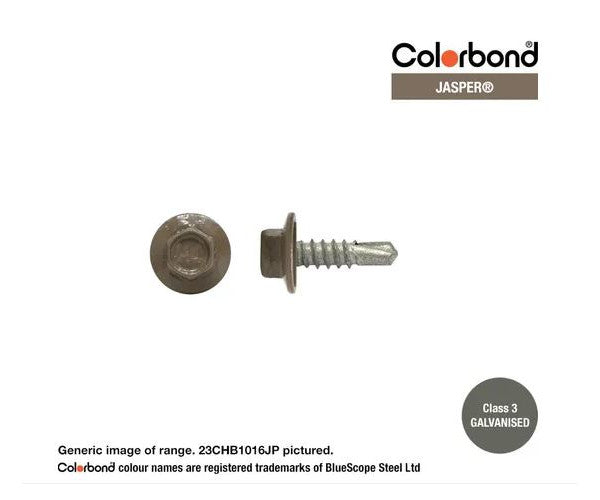 Macsim Hex Washer Face Self Drilling Galvanised PAINTED HEAD Screws - Box of 1000 - Various Sizes and Colours