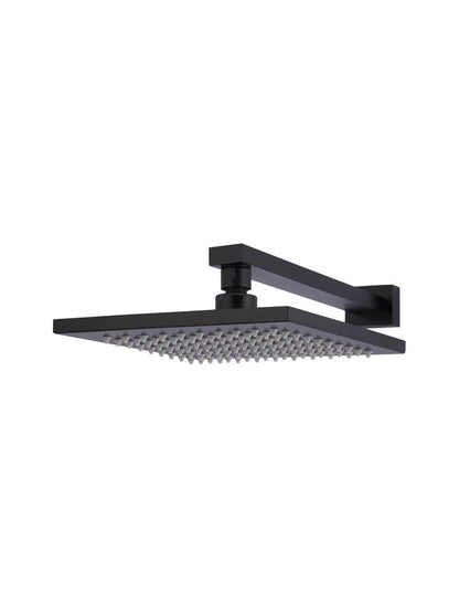 Meir Matte Black Square Wall Shower 300mm Rose + 400mm Arm