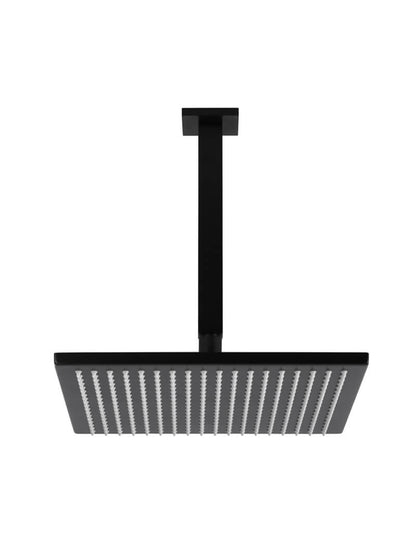 Meir Matte Black Square Ceiling Shower 300mm Rose + 200mm dropper