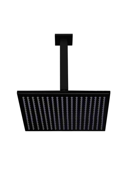 Meir Matte Black Square Ceiling Shower 300mm Rose + 200mm dropper