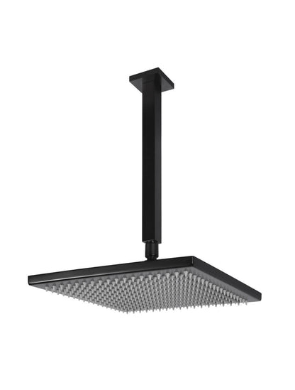 Meir Matte Black Square Ceiling Shower 300mm Rose + 200mm dropper