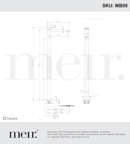 Meir Matte Black Square Freestanding Bath Mixer Tap