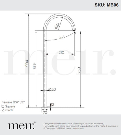 Meir Round Freestanding Bath Spout - Various Colour Finishes