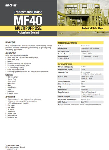 MF40 Multi-Purpose Silicone Sealant Translucent 300ml Cartridges - Box of 10