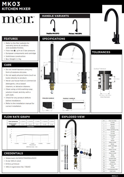 Meir Round Gooseneck Kitchen Mixer Tap - Various Colour Finishes