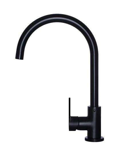 Meir Round Gooseneck Kitchen Paddle Handle Mixer Tap - Various Colour Finishes