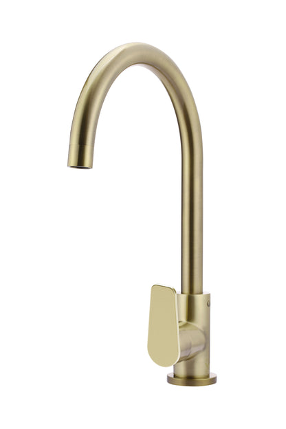 Meir Round Gooseneck Kitchen Paddle Handle Mixer Tap - Various Colour Finishes