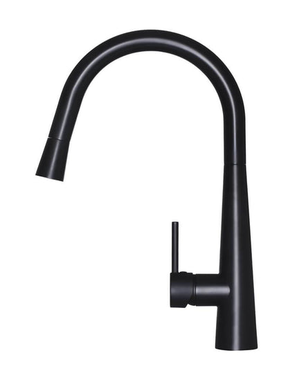 Meir Matte Black Round Pull Out Kitchen Mixer Tap