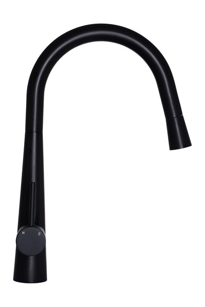 Meir Matte Black Round Pull Out Kitchen Mixer Tap